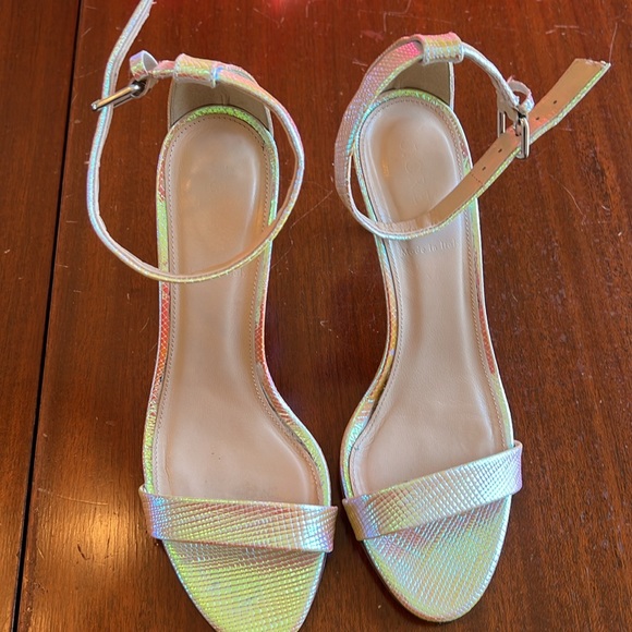 J. Crew Ankle Strap Sandal Size 7 Iridescent Snake Embossed Leather - Picture 6 of 8